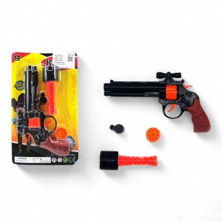 469164 PISTOLET 2w1 NA KAPISZONY SPŁONKĘ i KULKI CZERWONY GAZELO