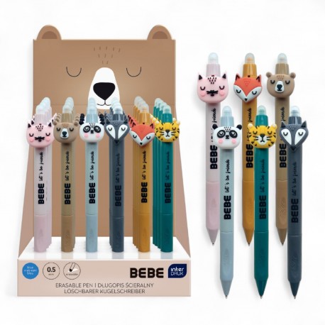 363107 DŁUGOPIS AUTOMATYCZNY ŚCIERALNY Z GRIPSEM BEBE KIDS NIEBIESKI 6 wz. INTERDRUK