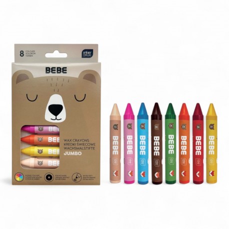 362940 KREDKI ŚWIECOWE JUMBO 8 KOL. BEBE KIDS INTERDRUK