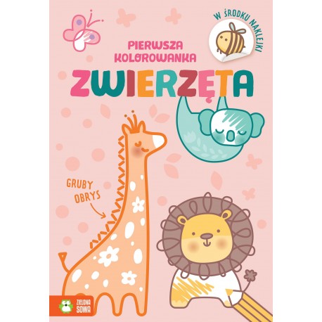 409734 PIERWSZA KOLOROWANKA - ZWIERZĘTA - GRUBY OBRYS ZIELONA SOWA