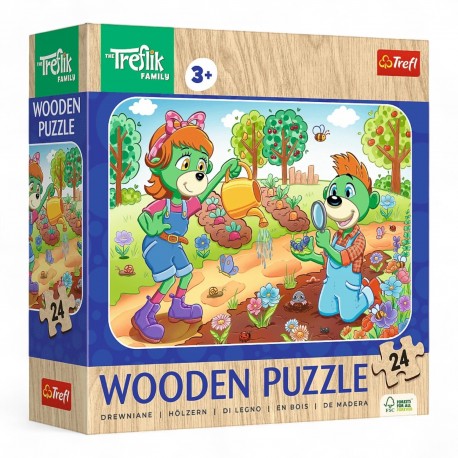 20263 TREFL PUZZLE 24 EL. POZNAJ RODZINĘ TREFLIKÓW - DREWNIANE