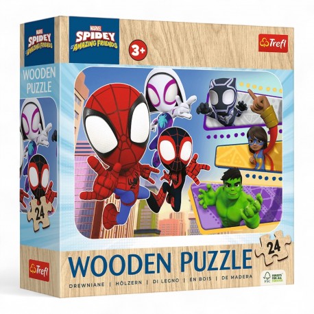 20274 TREFL PUZZLE 24 EL. MARVEL, ODWAŻNY SPIDEY - DREWNIANE