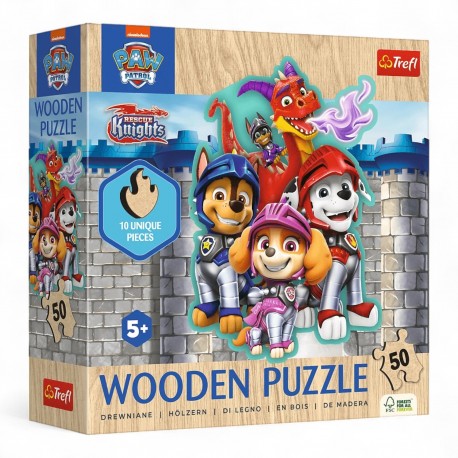 20277 TREFL PUZZLE 50 EL. PSI PATROL, PRZYGODY Z PSIM PATROLEM - DREWNIANE