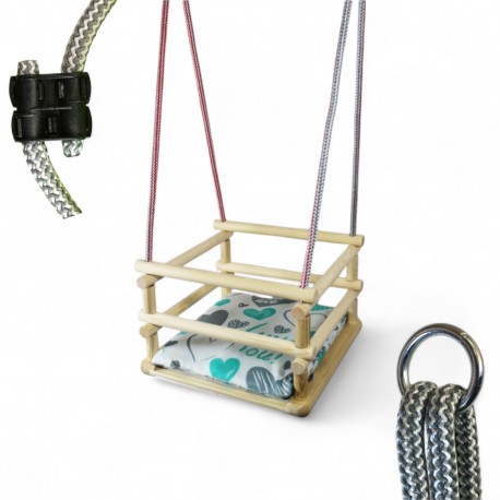 003411 HUŚTAWKA DREWNIANA SZARO-RÓŻOWY BAGIŃSKI