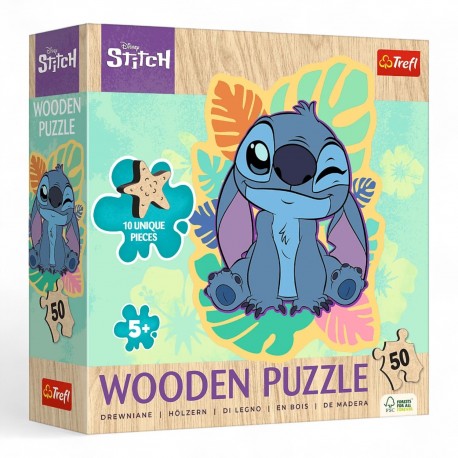 20281 TREFL PUZZLE 50 EL. LILO&STITCH, WESOŁY STITCH - DREWNIANE