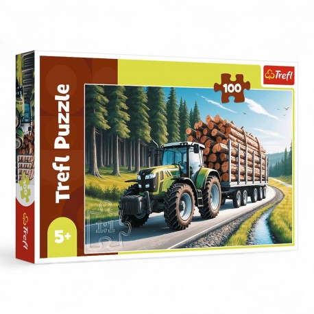 16493 TREFL PUZZLE 100 el CIĄGNIK LEŚNY