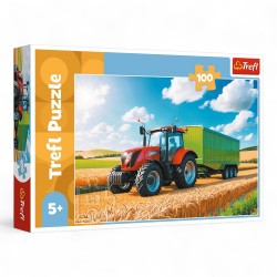 16494 TREFL PUZZLE 100 el MASZYNY ROLNICZE - TRAKTOR Z PRZYCZEPĄ