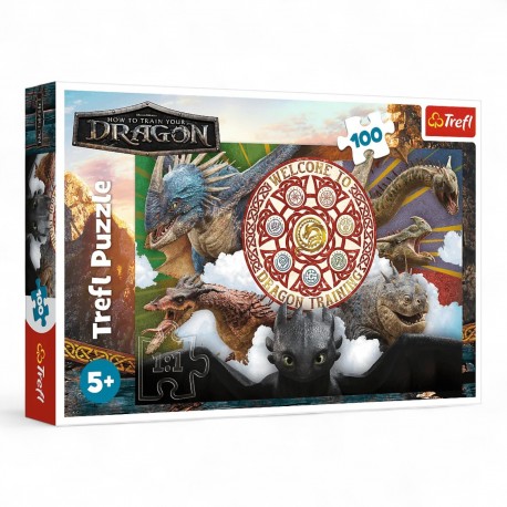 16524 TREFL PUZZLE 100 el JAK WYTRESOWAĆ SMOKA, SMOKI W AKCJI
