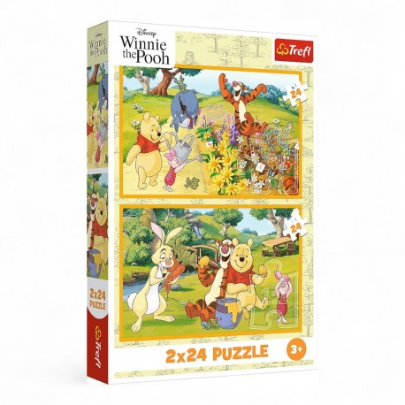 34436 TREFL PUZZLE 2X24 EL. KUBUŚ PUCHATEK, DZIEŃ W OGRODZIE
