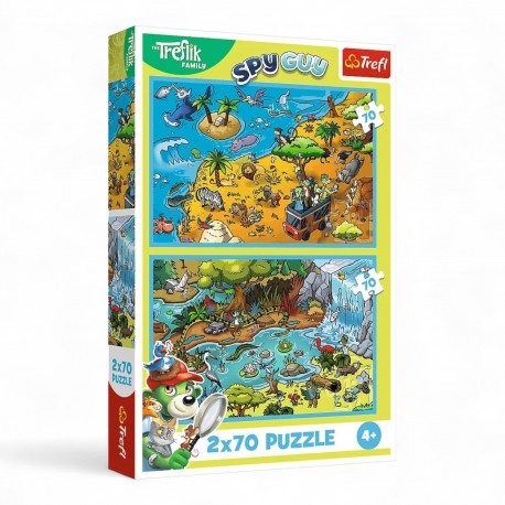34445 TREFL PUZZLE 2x70 EL. RODZINA TREFLIKÓW, TREFLIKI W KRAINIE ZWIERZĄT