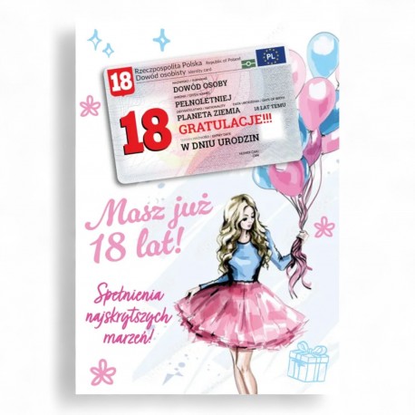 797136 KARNET MASZ JUZ 18 LAT! DOWÓD OSOBISTY, RÓŻOWY, ARMIN STYLE