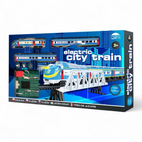 029519 KOLEJKA ZESTAW TORÓW Z PRZEJAZDEM 163X103CM ELECTRIC CITY TRAIN DROMADER