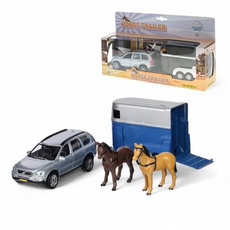 229729 AUTO VOLVO XC 90 Z PRZYCZEPĄ + 2 KONIE GLOBE TRAFFIC HIPO