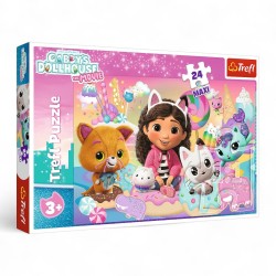 14381 TREFL PUZZLE 24 EL KOCI DOMEK GABI, KOCI ŚWIAT GABI