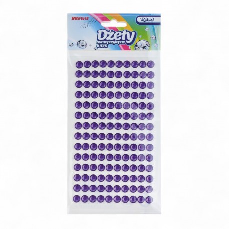 684523 DŻETY SAMOPRZYLEPNE - PERŁY FIOLETOWE 140 szt. 6 mm. BREWIS