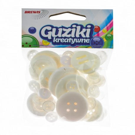 686619 GUZIKI KREATYWNE MIX BIAŁY 40g BREWIS