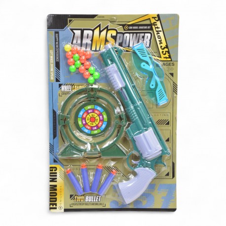 801670 PISTOLET NA STRZAŁKI PIANKOWE + 4 STRZAŁKI + 16 KULEK BEST MS TOYS