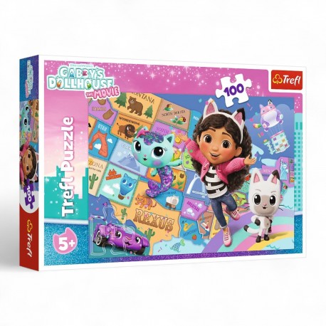 16515 TREFL PUZZLE 100 el KOCI DOMEK GABI, PRZYJAŹŃ W KOCIM DOMKU