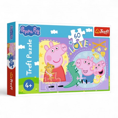 17414 TREFL PUZZLE 60 el ŚWINKA PEPPA, SZCZĘSLIWA ŚWINKA