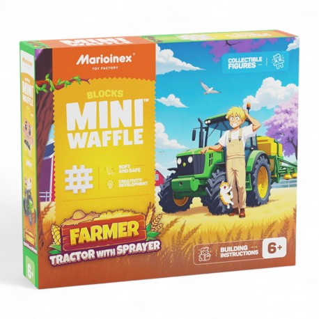 907498 MARIOINEX KLOCKI MINI WAFLE FARMER - TRAKTOR Z OPRYSKIWACZEM