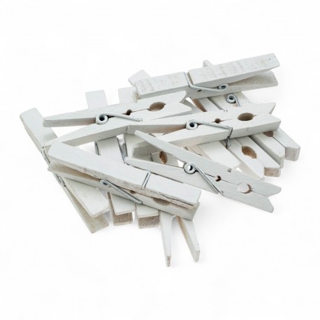 688002 KLAMERKI DREWNIANE SPINACZE BIAŁE 7,2 cm 12 szt. BREWIS