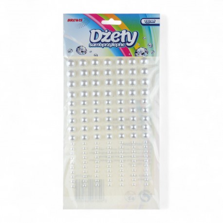 685605 DŻETY SAMOPRZYLEPNE - PERŁY 133 szt. 3-10 mm. BREWIS