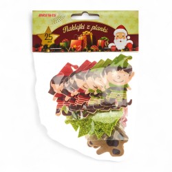 682543 NAKLEJKI Z PIANKI - ELFY I PREZENTY 25 SZT. BOŻE NARODZENIE BREWIS
