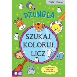 880976 KOLOROWANKA Szukaj, koloruj i licz. Dżungla ZIELONA SOWA