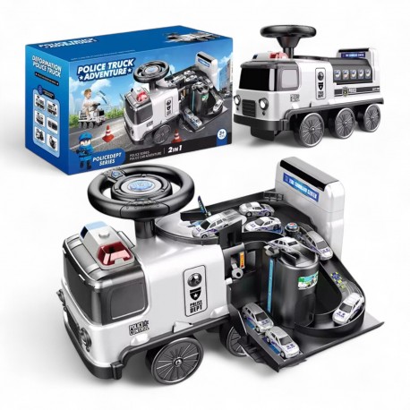 781705 JEŹDZIK POJAZD POLICJA 2W1 PARKING AUTKA DŹWIĘK MAKSIK