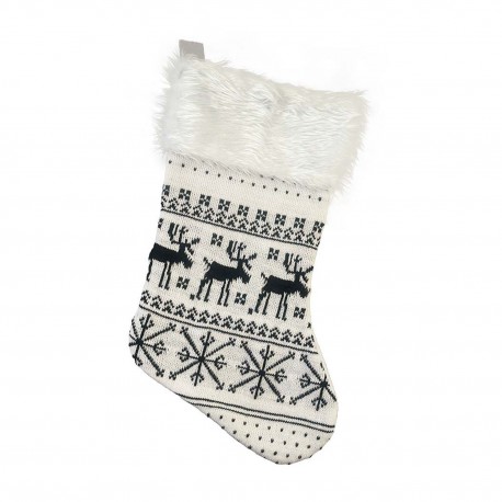 417323 SKARPETA ŚWIĄTECZNA BIAŁA W RENIFERY 41X22CM GODAN