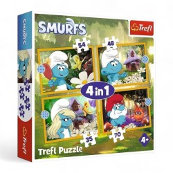 34664 TREFL PUZZLE 4w1 SMERFY, ŻYCIE W WIOSCE SMERFÓW