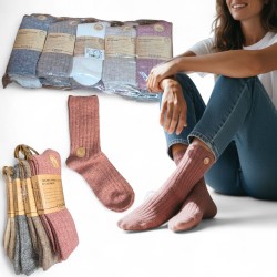 888586 SKARPETKI GRUBE STYLOWE SKARPETY Z KASZMIRU TERMO MIX