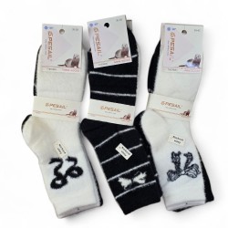 148724K SKARPETKI GRUBE STYLOWE SKARPETY KOKARDA MIX