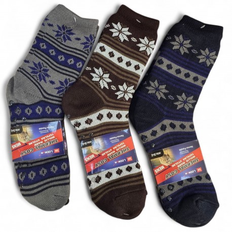 510031 SKARPETKI GRUBE SKARPETY ZIMOWE ŚWIĄTECZNE WZORY ABS MIX