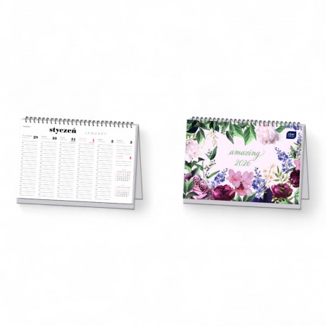 382627 KALENDARZ TYGODNIOWY NA BIURKO 2026 KWIATY INTERDRUK