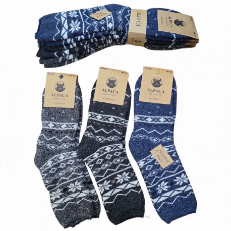 819025 SKARPETKI GRUBE SKARPETY ALPAKA ŚWIĄTECZNE WZORY