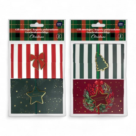378712 KOPERTY PODARUNKOWE Z GUMKĄ CHRISTMAS 2 szt. ŚWIĘTA MIX INTERDRUK