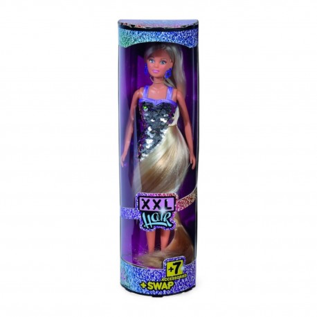 066369 LALKA STEFFI DŁUGOWŁOSA XXL W CEKINOWEJ SUKIENCE M&Z