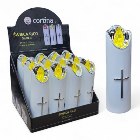 038061 ŚWIECA LED RICO ZŁOTY-BIAŁY ZNICZ ŚWIĘTA ŚWIECZKA 7&7