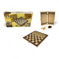 914393 GRA 2w1 SZACHY WARCABY DREWNIANE JYWK-390 W&K