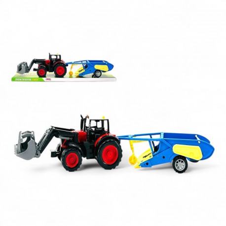 491813 TRAKTOR Z MASZYNĄ ROLNICZĄ + CHWYTAK 54 CM GAZELO
