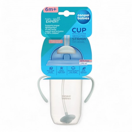 166308 CANPOL BIDON NIEKAPEK Z RURKĄ SILIKONOWĄ 270 ML ZIELONY