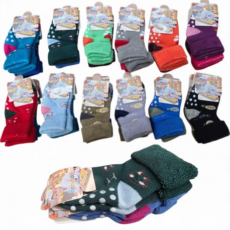 246799 SKARPETKI DZIECIĘCE GRUBE SKARPETY 0-2 LAT ANTYPOŚLIZG MIX WZORÓW