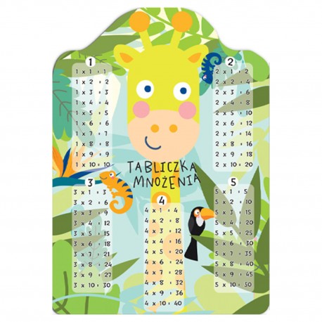 487721 KARTA EDUKACYJNA Z TABLICZKĄ MNOŻENIA DWUSTRONNA W FORMACIE A5 ŻYRAFA HENRY