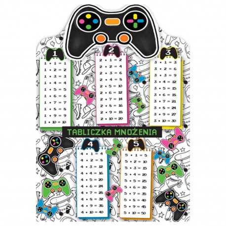 487653 KARTA EDUKACYJNA Z TABLICZKĄ MNOŻENIA GAMER DWUSTRONNA W FORMACIE A5 HENRY