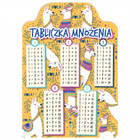 487691 KARTA EDUKACYJNA Z TABLICZKĄ MNOŻENIA LAMA DWUSTRONNA W FORMACIE A5 HENRY