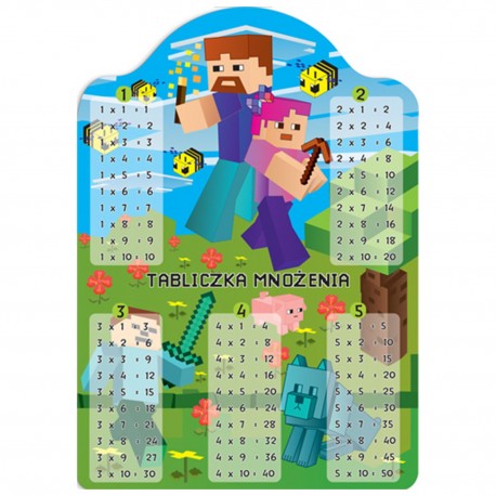 487677 KARTA EDUKACYJNA Z TABLICZKĄ MNOŻENIA GRA PIXEL DWUSTRONNA W FORMACIE A5 HENRY