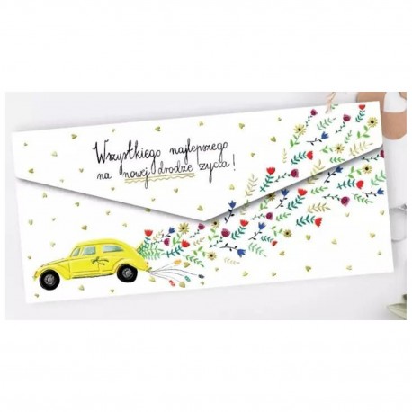 488551 KOPERTA ŚLUB ŻÓŁTE AUTO HENRY