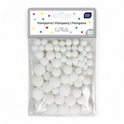 376619 POMPONY DEKORACYJNE BIAŁY 80 szt. INTERDRUK
