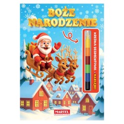 520194 KOLOROWANKA Z KREDKĄ MODUŁOWĄ I NAKLEJKAMI. BOŻE NARODZENIE MARTEL